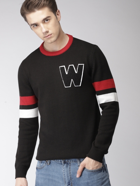 

FOREVER 21 Men Black Solid Pullover Sweater