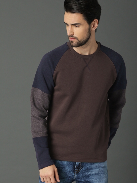 

Roadster Men Coffee Brown Solid Sweatshirt