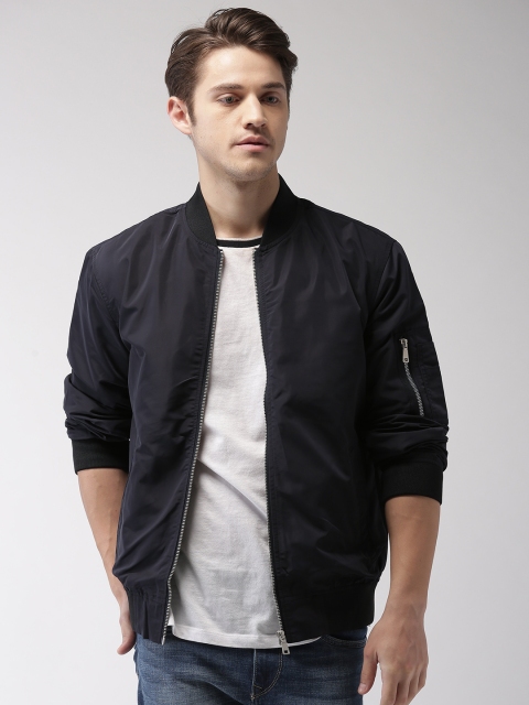 

Celio Men Navy Blue Solid Bomber Jacket