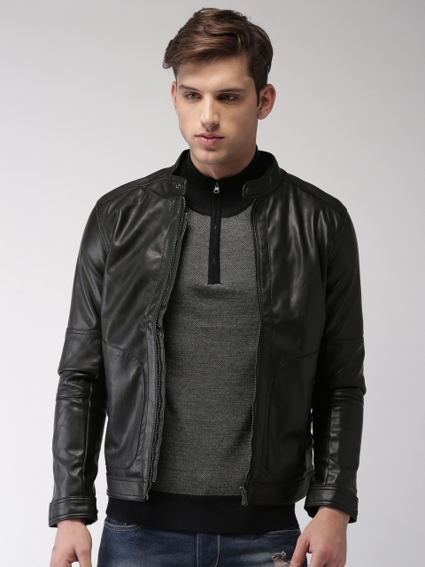 

Celio Men Black Solid Biker Jacket