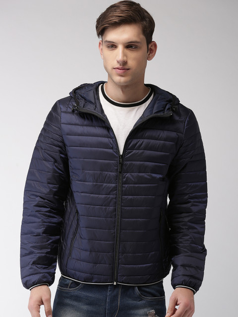 

Celio Men Navy Blue Solid Hooded Puffer Jacket