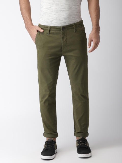 

FOREVER 21 Men Olive Green Regular Fit Solid Chinos