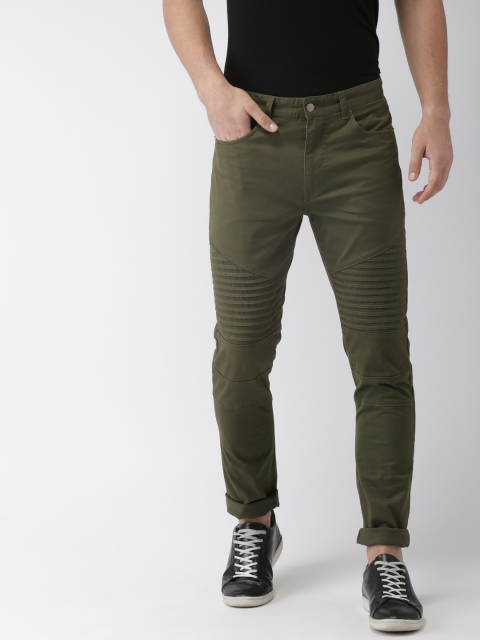 

FOREVER 21 Men Olive Green Regular Fit Solid Chinos