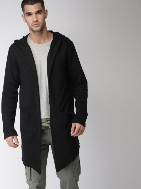 

FOREVER 21 Men Black Solid Open Front Jacket