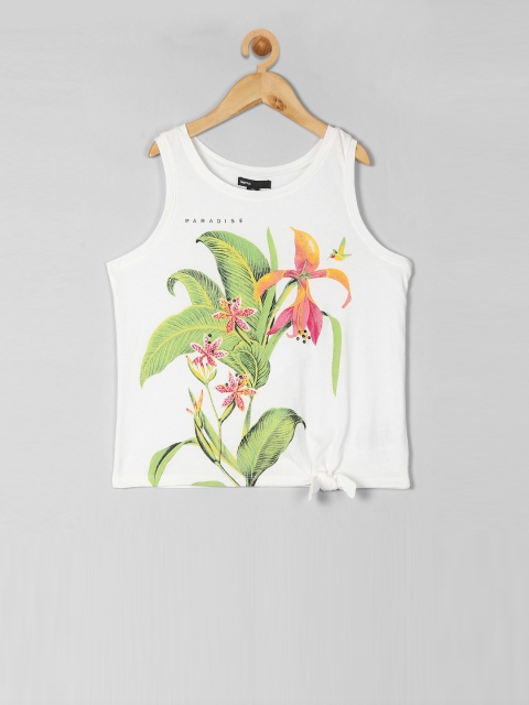 

GAP Girls White Oasis Graphic Tie Pure Cotton Top