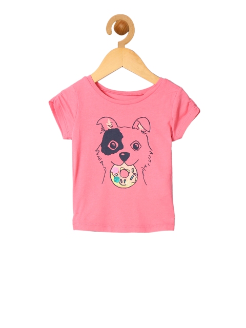 

GAP Girls Pink Shirred-Sleeve Graphic T-Top