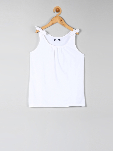 

GAP Girls White Knotted Tie Pure Cotton Top