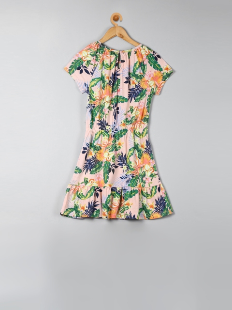 

GAP Girls Pink Printed Short Sleeve Peasant Dress
