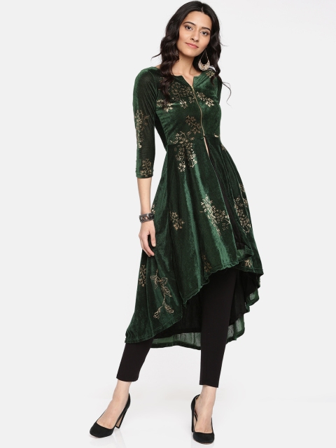 

Ira Soleil Women Green Printed A-Line Kurta