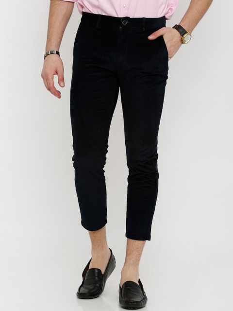 

Rex Straut Jeans Men Navy Blue Slim Fit Solid Cigarette Trousers
