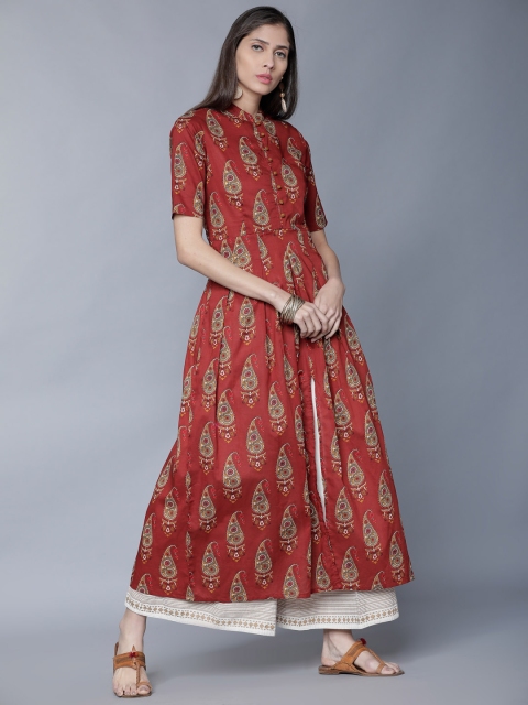 

Vishudh Women Maroon Printed Anarkali Kurta