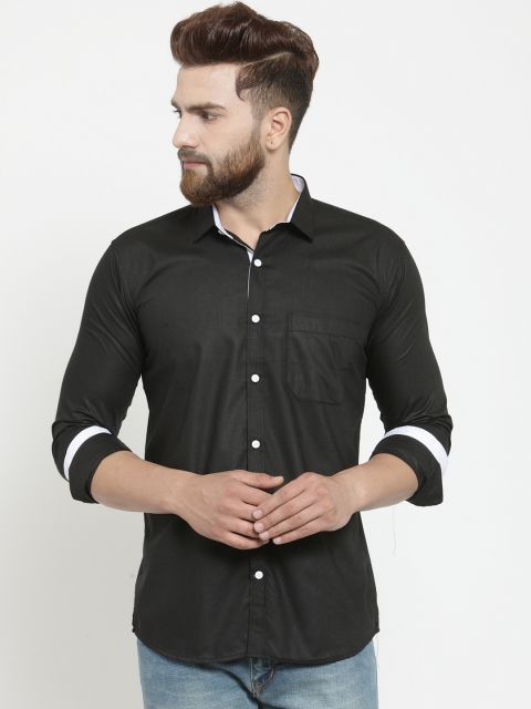 

JAINISH Men Black Classic Slim Fit Solid Casual Shirt