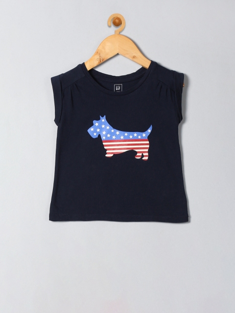 

GAP Toddler Girl Americana Short Sleeve Shirred Top, Navy blue