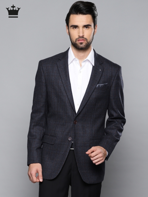 

Louis Philippe Men Grey Woollen Checked Tailored Fit Formal Blazer