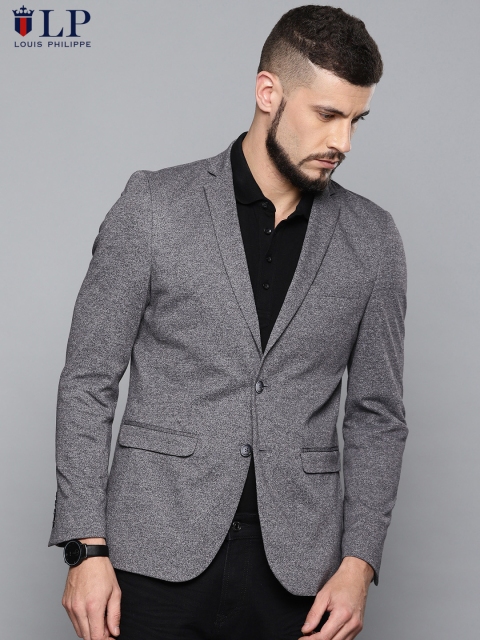 

Louis Philippe Sport Men Charcoal Grey Knit Fit Single-Breasted Smart Casual Blazer