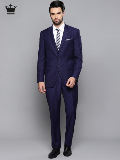 

Louis Philippe Men Navy Blue Solid Single-Breasted Regular Fit Formal Suit