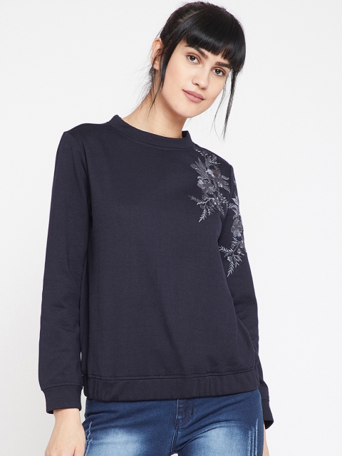 

RARE Women Navy Blue Solid Sweatshirt