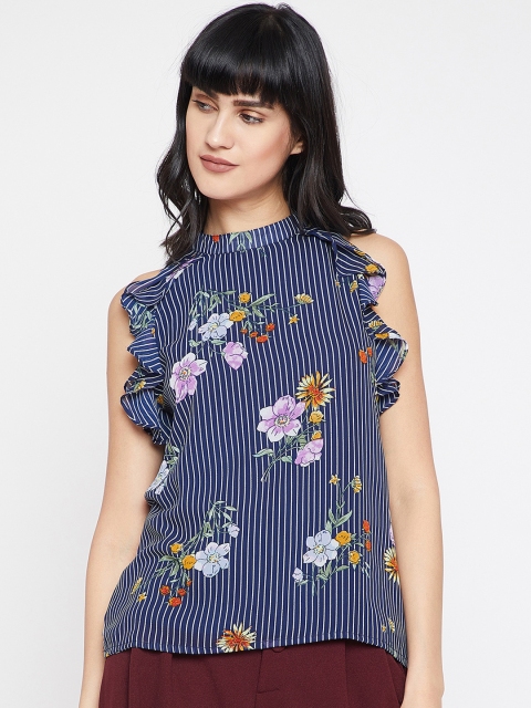 

RARE Women Navy Blue Printed Top
