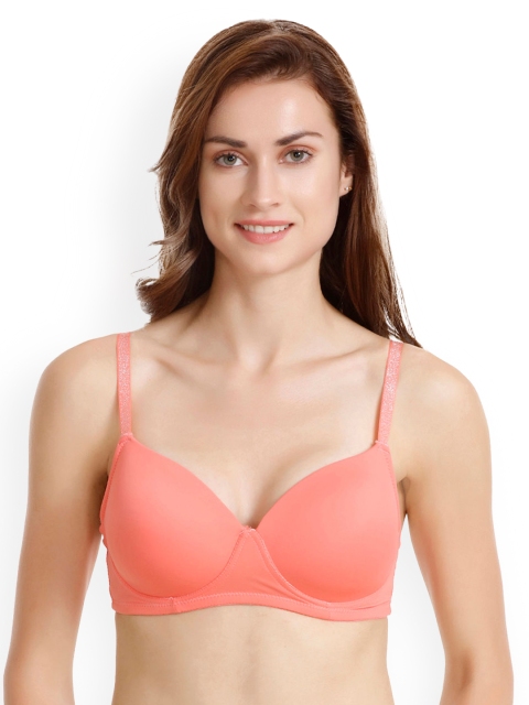 

Zivame Peach-Coloured Solid Non-Wired Lightly Padded T-shirt Bra ZI0101Y0X2BPINK