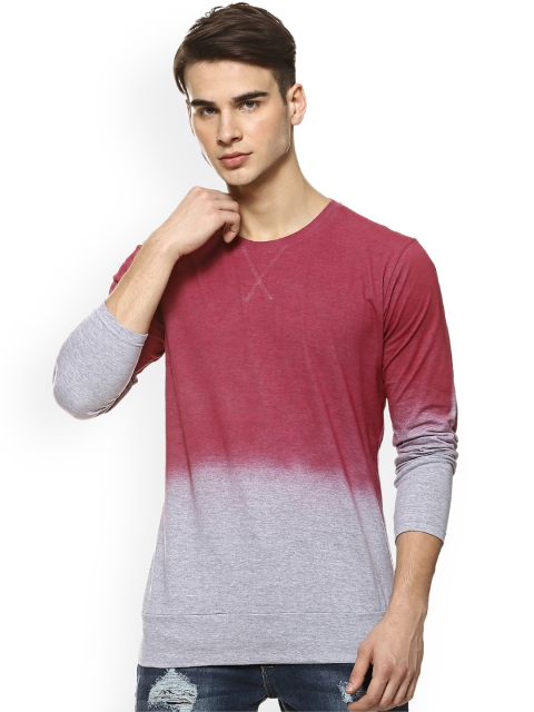 

Campus Sutra Men Pink Colourblocked Round Neck T-shirt