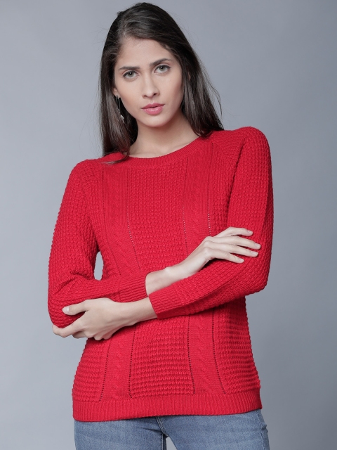

Tokyo Talkies Women Red Solid Pullover