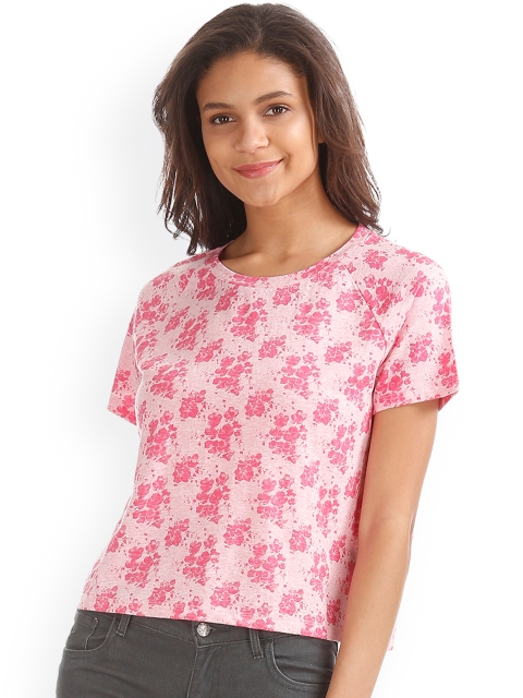 

GAP Women Pink Printed Round Neck T-shirt