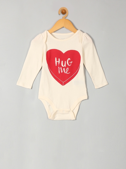 

GAP Girls White Candy Heart Long Sleeve Bodysuit, Cream