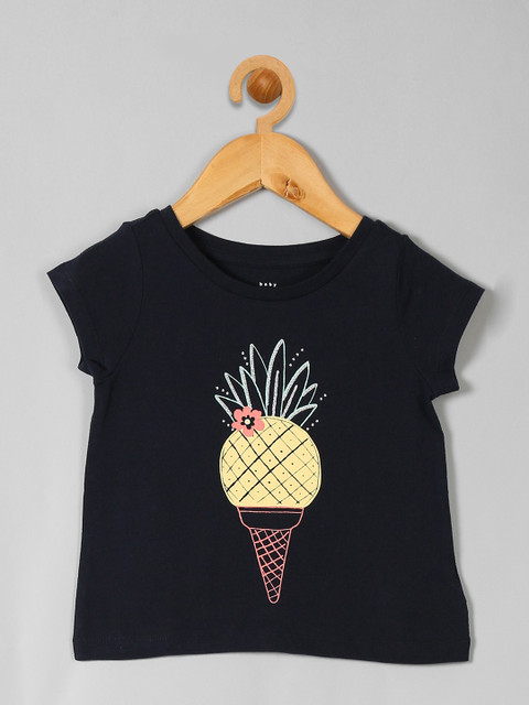 

GAP Girls Blue Printed Round Neck T-shirt