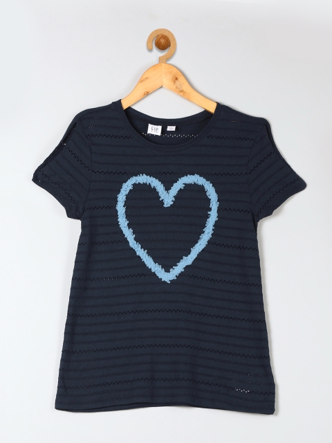 

GAP Girls Navy Blue Floral Flutter T-shirt