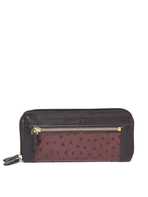 

Hidesign Women Brown Textured Leather Zip Around Wallet