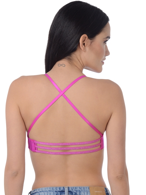 

Da Intimo Pink Solid Underwired Studded Designer Back T-shirt Bra DI1100
