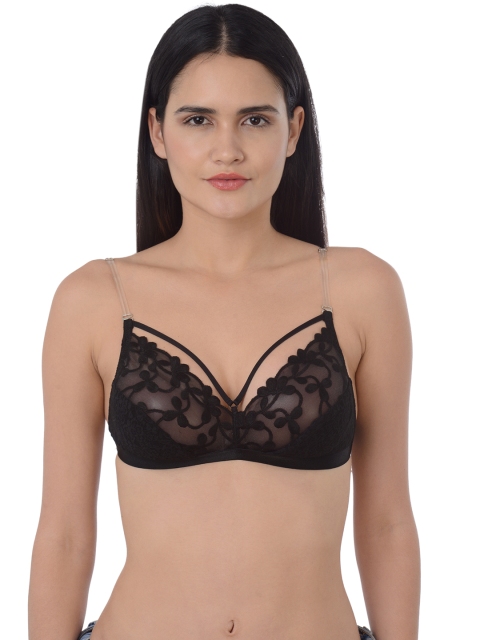 

Da Intimo Black Lace Non-Wired Non Padded Plunge Bra DI1067