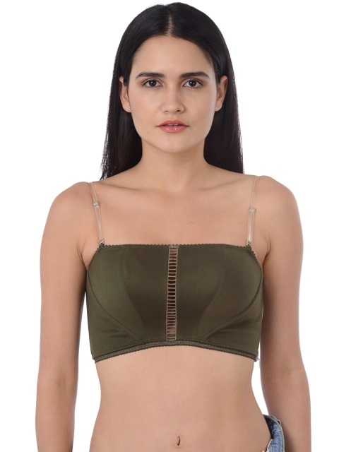 

Da Intimo Olive Green Solid Non-Wired Non Padded Bralette Bra DI1079