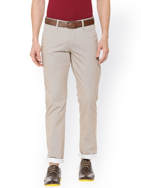 

Allen Solly Men Beige Slim Fit Printed Regular Trousers