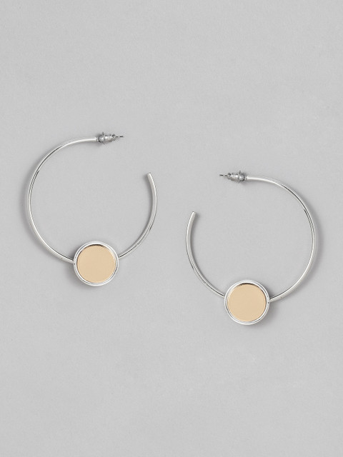 

justpeachy Silver-Plated Circular Half Hoop Earrings