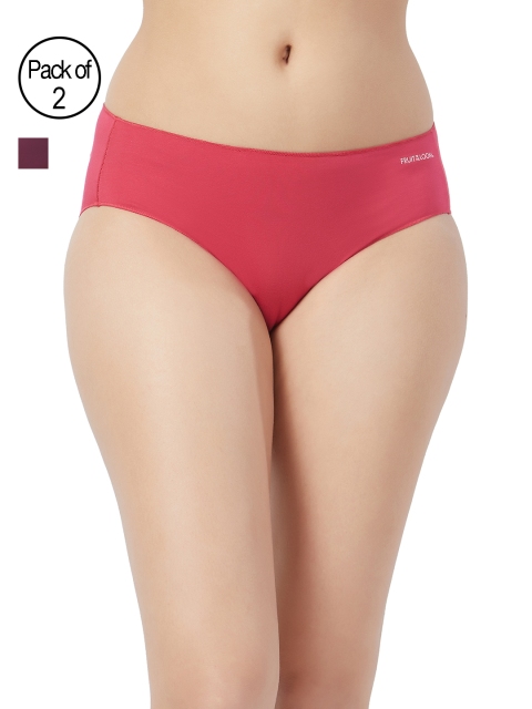 

Fruit of the loom Women Pink & Violet Pack of 2 Solid Hipster Briefs FBKS04-2P-C3