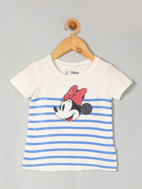 

GAP Girls White & Blue Minnie Mouse Printed T-shirt