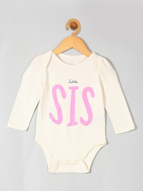 

GAP Girls White Graphic Long Sleeve Bodysuit
