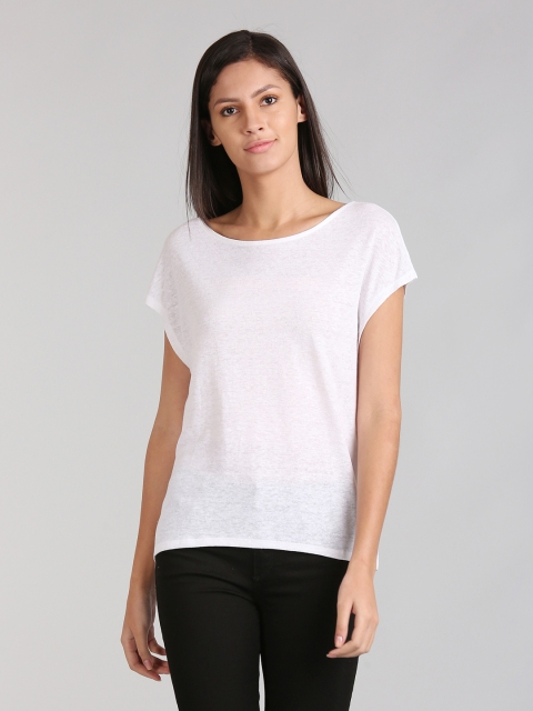 

GAP Women White Short Sleeve Braided-Back Top In Linen