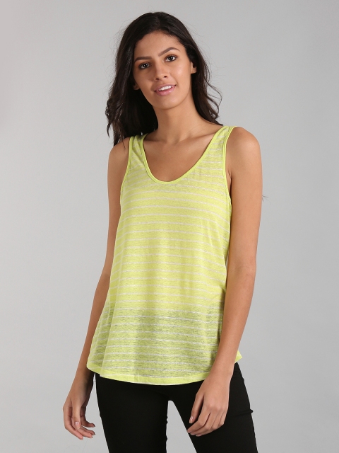 

GAP Women Yellow Linen Stripe Scoop Tank