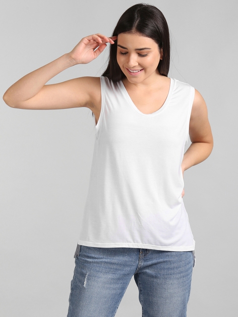 

GAP Women White Solid Sleeveless Top