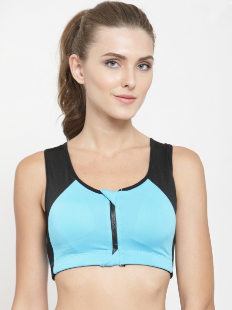 

PrettyCat Blue & Black Colourblocked Non-Wired Lightly Padded Sports Bra
