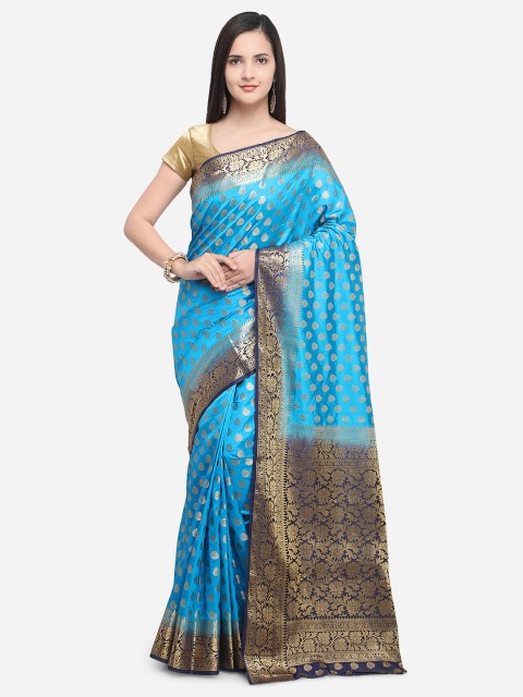 

Rajnandini Blue Silk Blend Woven Design Kanjeevaram Saree