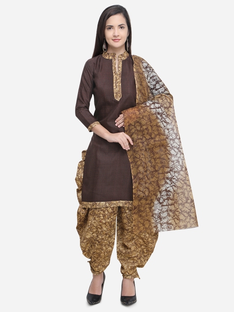 

Rajnandini Brown Cotton Blend Unstitched Dress Material