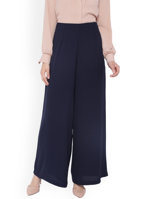 

Van Heusen Woman Women Navy Blue Regular Fit Solid Parallel Trousers
