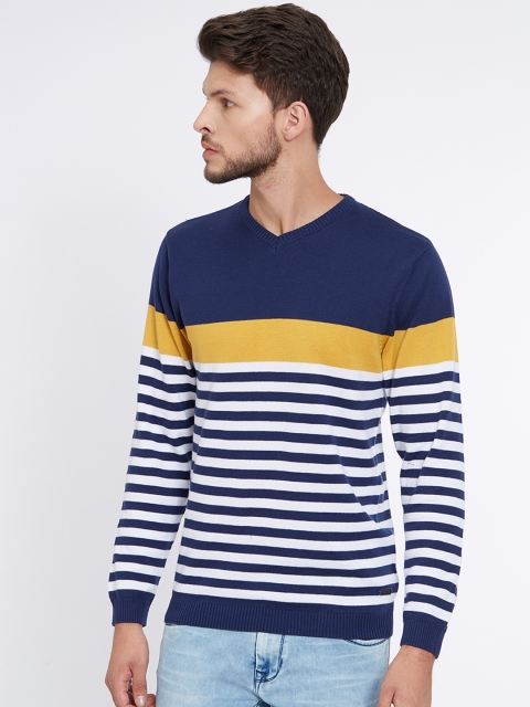 

Easies Men Blue & Yellow Striped Pullover