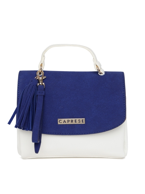 

Caprese Blue & Off-White Colourblocked Satchel