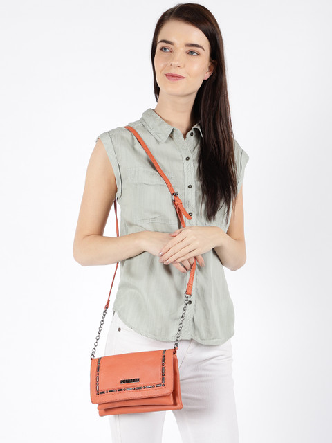 

Caprese Coral Solid Sling Bag