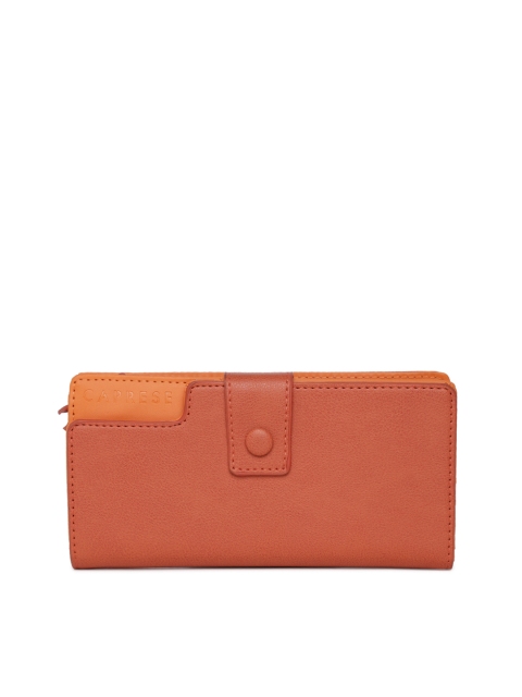

Caprese Women Red Solid Zip Around Wallet, Peach