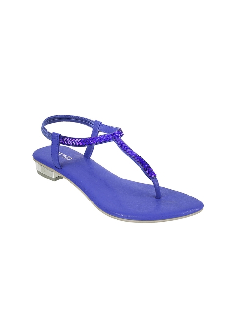 

Metro Women Blue Solid Synthetic T-Strap Flats